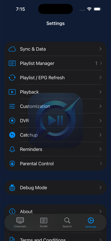 Settings on iPhone.