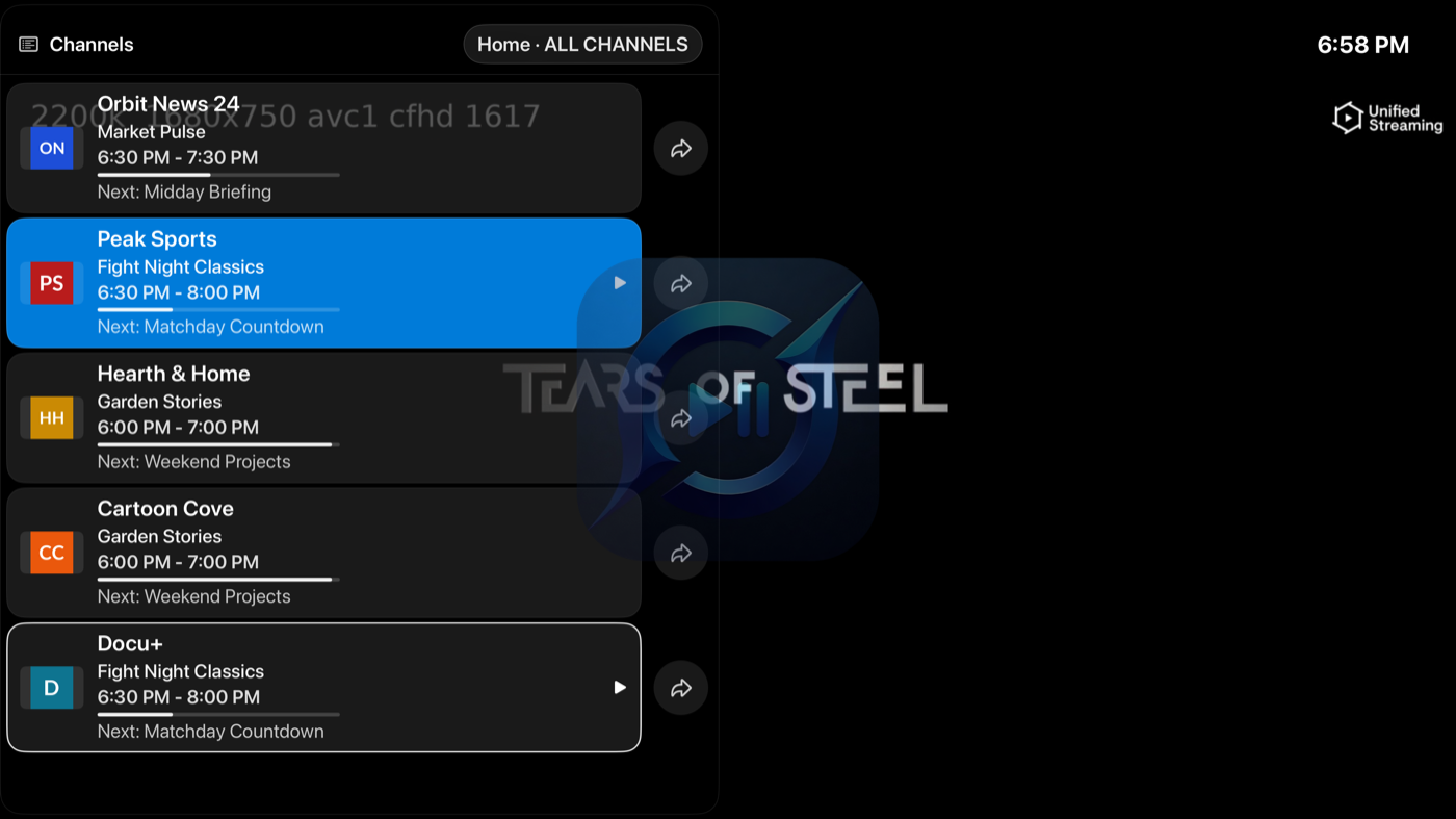 The Mini Guide — browse while the stream keeps playing.