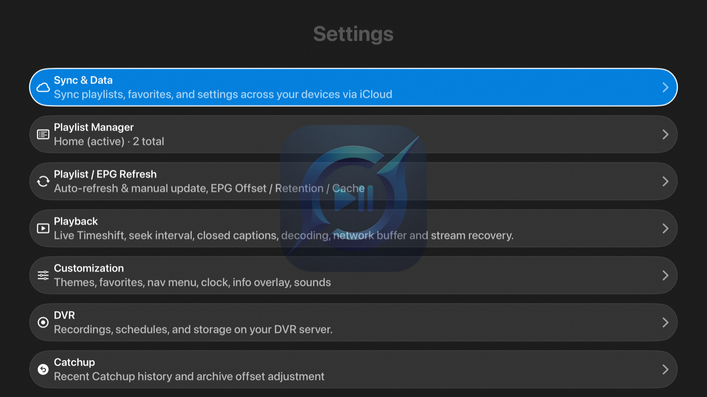 Settings on Apple TV.