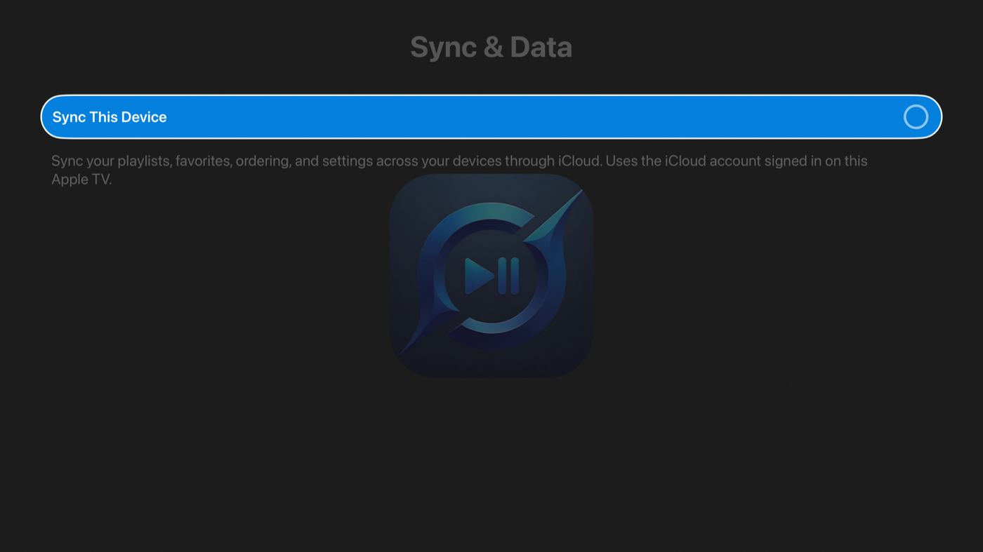 Sync & Data — turn it on, and your setup follows you through iCloud.
